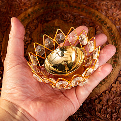 蓮型オイルランプ＆香立て 直径9cm程度 - サブ5