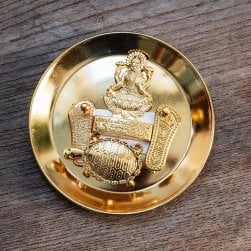 インド風水のプレート(kachwa plate) - ラクシュミ パドゥカ 9cm(ID-ARTLMP-300)