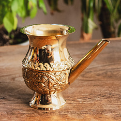 聖水入れ　プージャ用ブラス水差し 美しい彫り込み模様 - サブ3