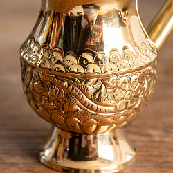 聖水入れ　プージャ用ブラス水差し 美しい彫り込み模様 - サブ4