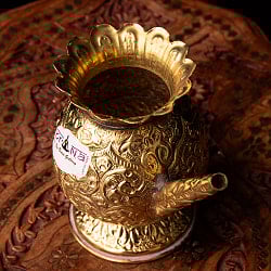 聖水入れ　プージャ用ブラス水差し 美しい彫り込み模様 - サブ5