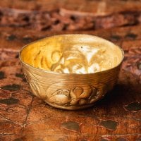 装飾入り ブラスミニボウル 小物入れ オイルランプ 直径：4cm(ID-ARTLMP-315)