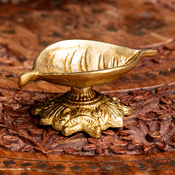 ブラスのオイルランプ - パーンの葉型 - サブ5