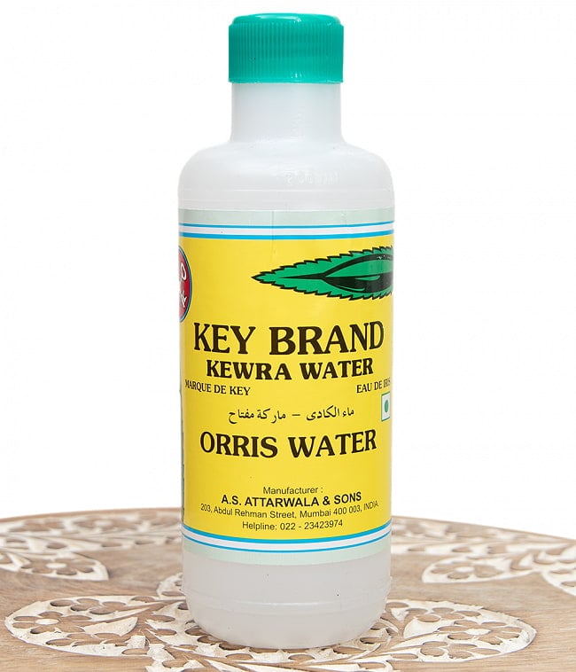 KEWRA WATER - ケウラ・ウオーター - 200ml[KEY BRAND]の写真1枚目です。インド直送のケウラウォーター。フルーティーな香りですケオラウォーター,ローズウォーター,Kewra,ビリヤニ,香り付け