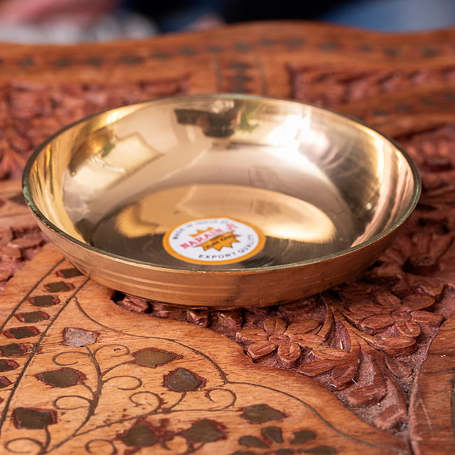 【3個セット】ブラス製 プージャプレート 艷やかな鏡面加工　真鍮　小皿〔直径：約9.5cm〕 4 - 側面からです