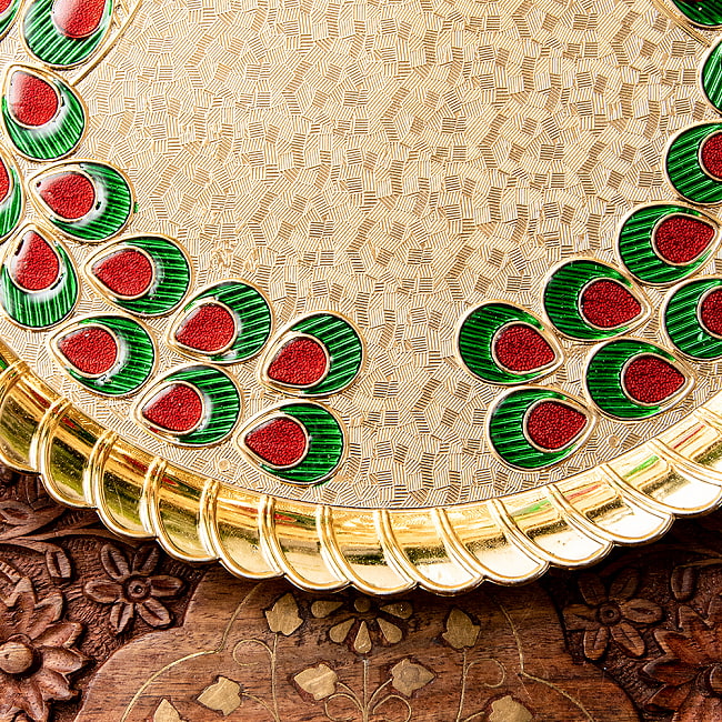 【6個セット】【約25.5cm】インドの礼拝皿 プージャターリー 孔雀 5 - インテリアにもぴったりですね。