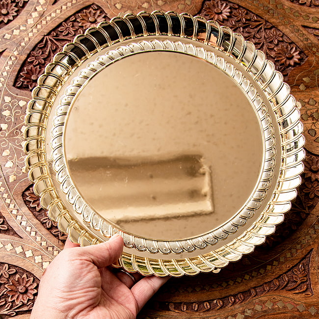 【6個セット】【約26.5cm】インドの礼拝皿 プージャターリー シンプル 8 - 裏面です。