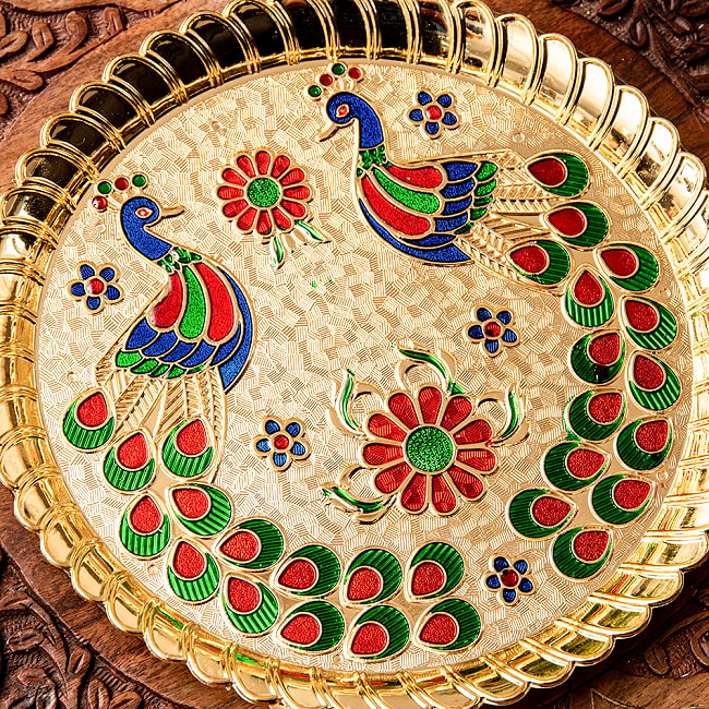 【6個セット】【約19cm】インドの礼拝皿 プージャターリー 孔雀 5 - インテリアにもぴったりですね。