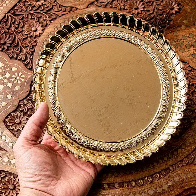 【6個セット】【約20cm】インドの礼拝皿 プージャターリー シンプル 8 - 裏面です。