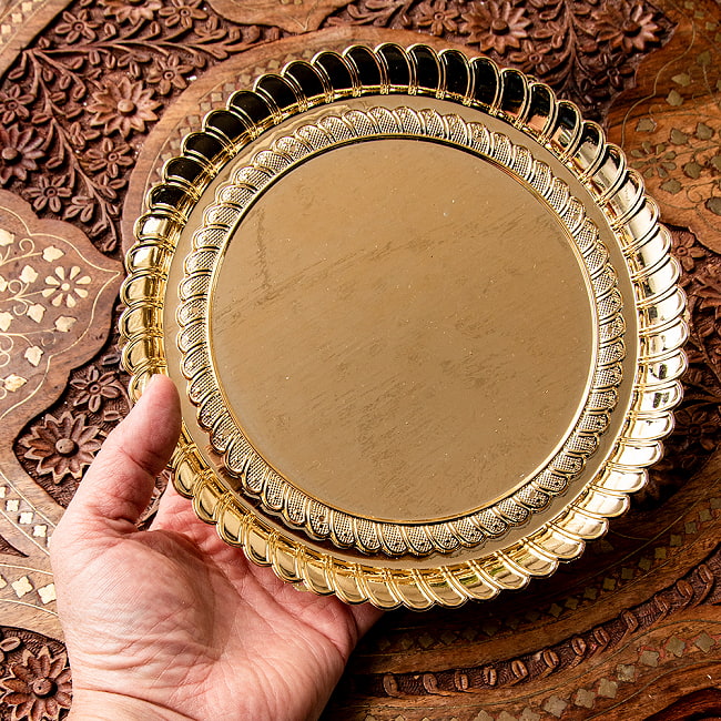 【12個セット】【約20cm】インドの礼拝皿 プージャターリー シンプル 8 - 裏面です。