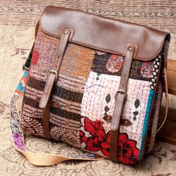 〔一点物〕伝統を紡いだ ラリーキルトのスクエア型ショルダーバッグの商品写真