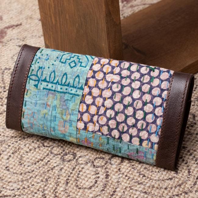 ハンドメイド　パッチワーク　ラリーキルト　カンタキルト　刺子 L】マルチカバー パッチワークカンバディアキルト 刺子布 カンタキルト 629