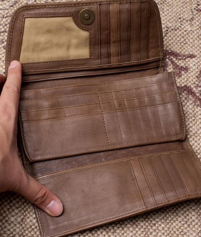 インドキリム財布 一点物】伝統を紡いだ インドキリムの多収納！三つ折レザーウォレット