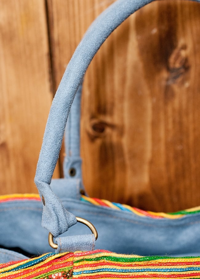 モン族刺繍の2way トートバッグ -オレンジ系 9 - 持ち手部分もしっかりしていて、持ちやすいです。