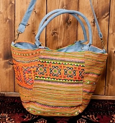 モン族刺繍の2way トートバッグ -オレンジ系の商品写真