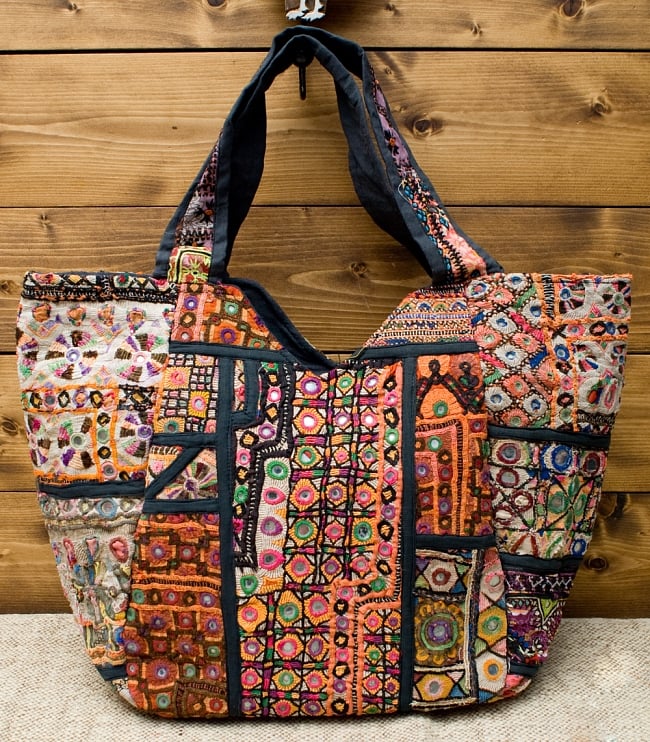 【一点物・アンティーク】アフガニトートバッグ-Lサイズ 3 - 裏側はこの様になっています