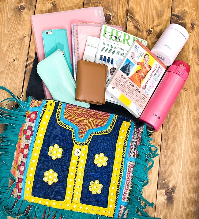 【一点物】アフガニショルダーバッグ-Lサイズ 14 - B5サイズのファイルや水筒等沢山入ります※こちらは柄違いの商品です