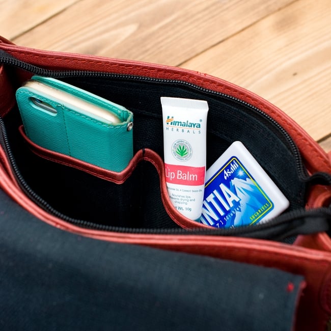 【一点物】アフガニショルダーバッグ-Mサイズ 12 - 反対側には内ポケットがもう2つ付いていて嬉しいですね^^※こちらは柄違いの商品です