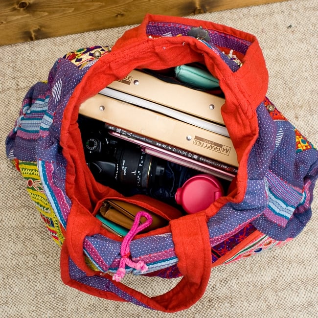 【一点物】アフガニボストン 13 - 口はこの様に大きく開きとても使いやすいです^^※こちらは柄違いの商品です