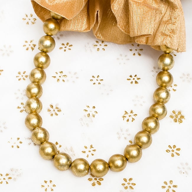 インドのきらきらミニバッグ・サリー等へオススメの巾着  - ゴールド 6 - 持ち手のゴールドボールがとっても可愛いです＾＾