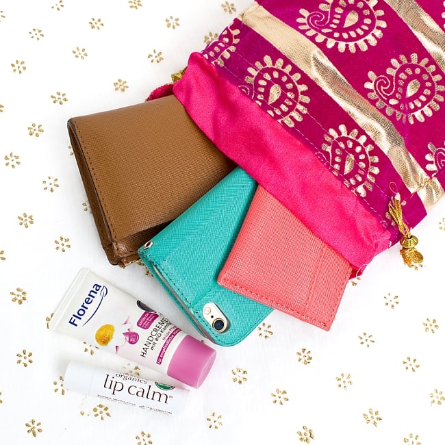 きらきらペイズリーのミニバッグ - ピンク 10 - 小銭入れや携帯電話等すっぽり入る大きさです＾＾