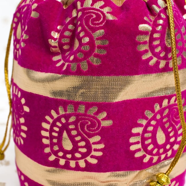 きらきらペイズリーのミニバッグ - ピンク 2 - 柄の部分をアップにしてみました。