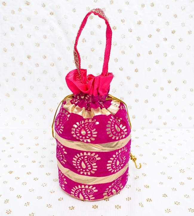 きらきらペイズリーのミニバッグ - ピンク 3 - 裏面も同じデザインです