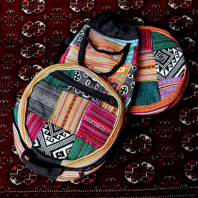 モン族刺繍 まんまる折りたたみ式2Wayトラベルバッグの選択用写真