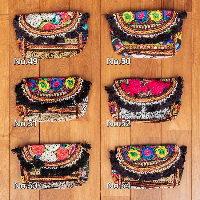 【ブラック系】選べるデザイン!カッチ刺繍のスクエアポシェット 17 - こちらよりお選び下さい。