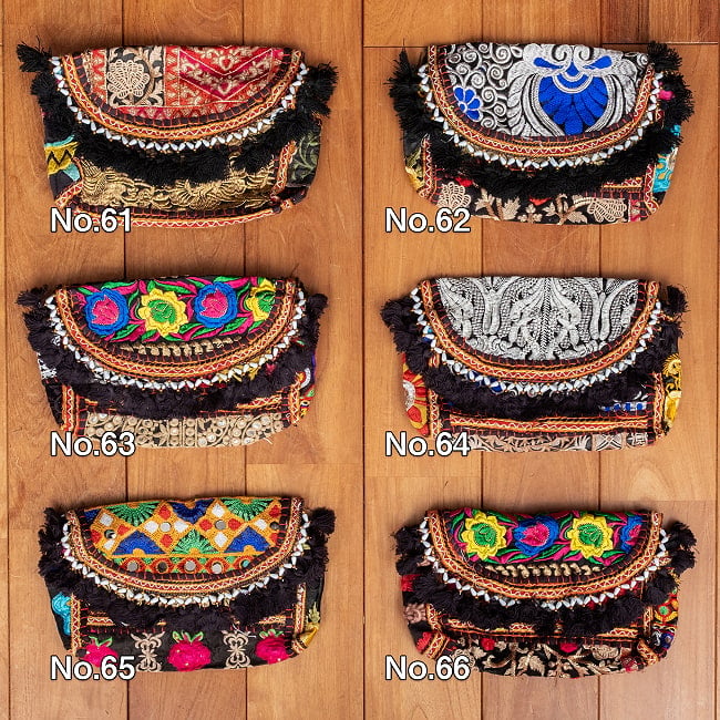【ブラック系】選べるデザイン！カッチ刺繍のスクエアポシェット 19 - こちらよりお選び下さい。