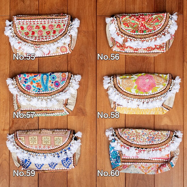【ホワイト系】選べるデザイン！カッチ刺繍のスクエアポシェット 18 - こちらよりお選び下さい。
