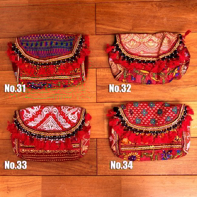 【赤系】選べるデザイン!カッチ刺繍のスクエアポシェット 14 -