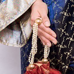 ボタニカル柄の伝統ポトリバッグ　巾着　バッグ　華やかでかわいい　インドの伝統的なバッグ - サブ3