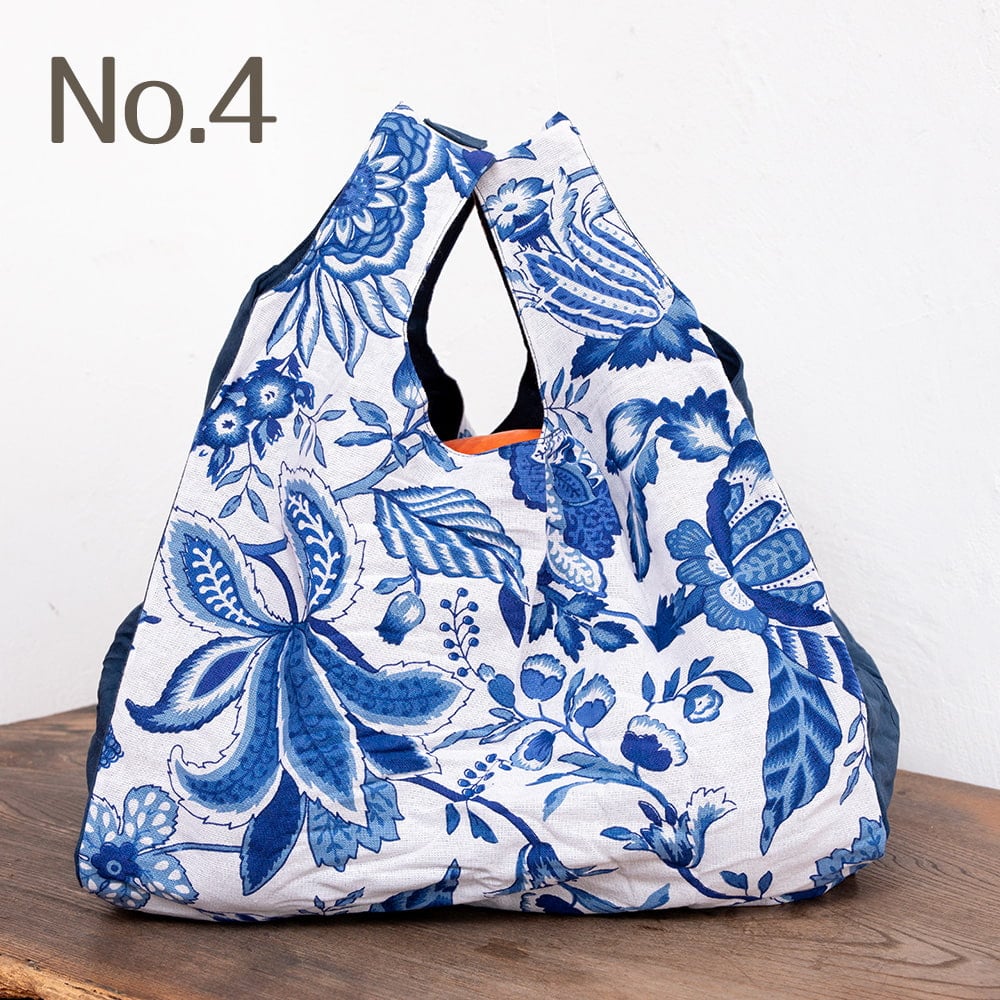 重いものもらくらく！ インドの木版染め　ころんとエコバッグ4枚目の下部説明写真です