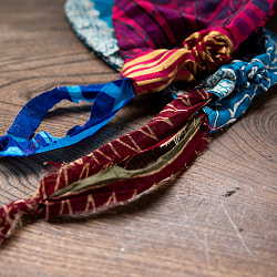 【アソートカラー10枚セット】【約12cm×約18cm】リサイクルサリーのミニ巾着Lサイズ - サブ3