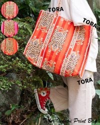 インドのトラ！ タイガープリントのコットンバッグ(ID-BAG-818)