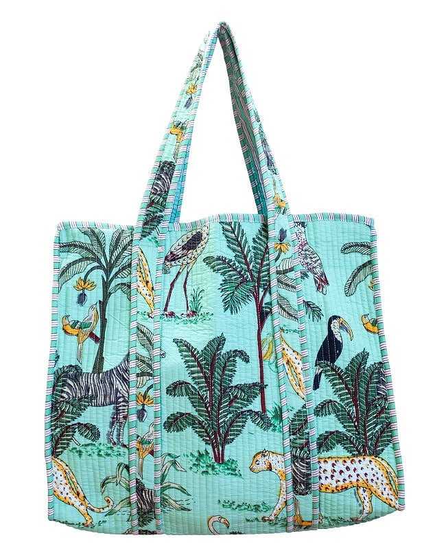 インドの動物！ジャングルプリントのコットンバッグの選択用写真