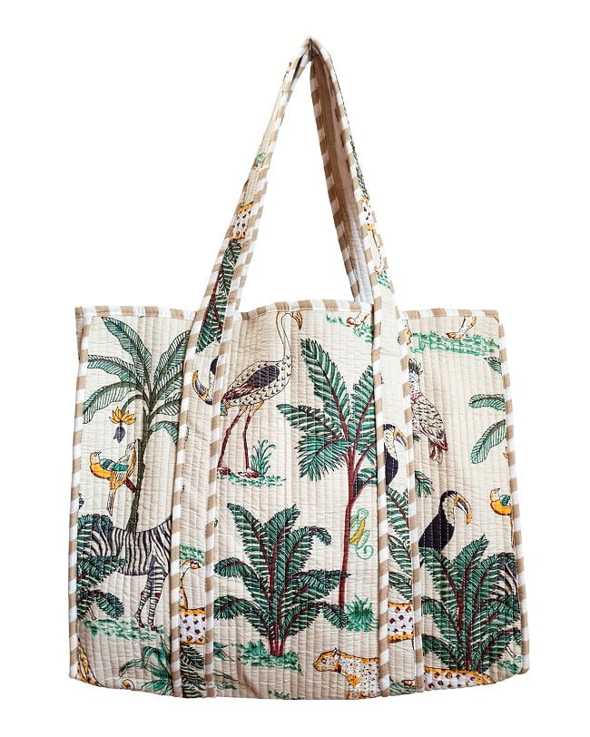 インドの動物！ジャングルプリントのコットンバッグの選択用写真