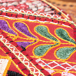 【1点物】カッチ刺繍の長財布〔ベース　えんじ・落ち着いた赤系〕 - サブ4