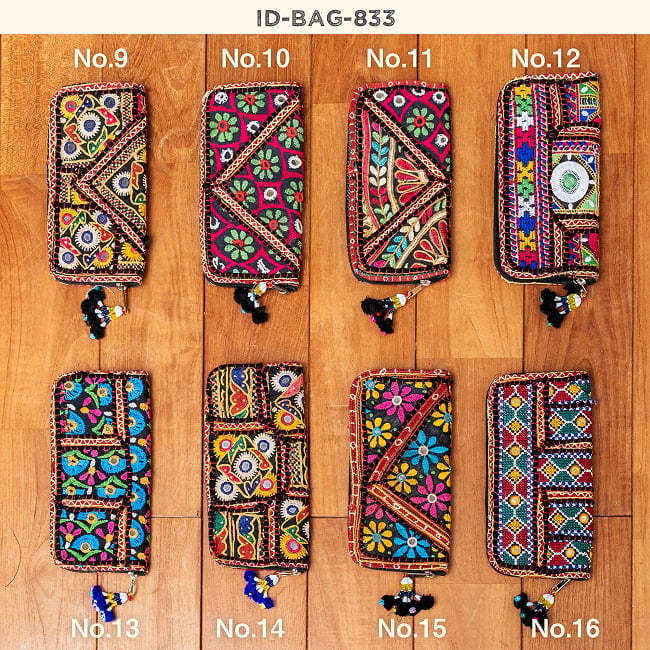 【1点物】カッチ刺繍の長財布〔ベース 黒・ダーク系〕 10 - 選択一覧です。