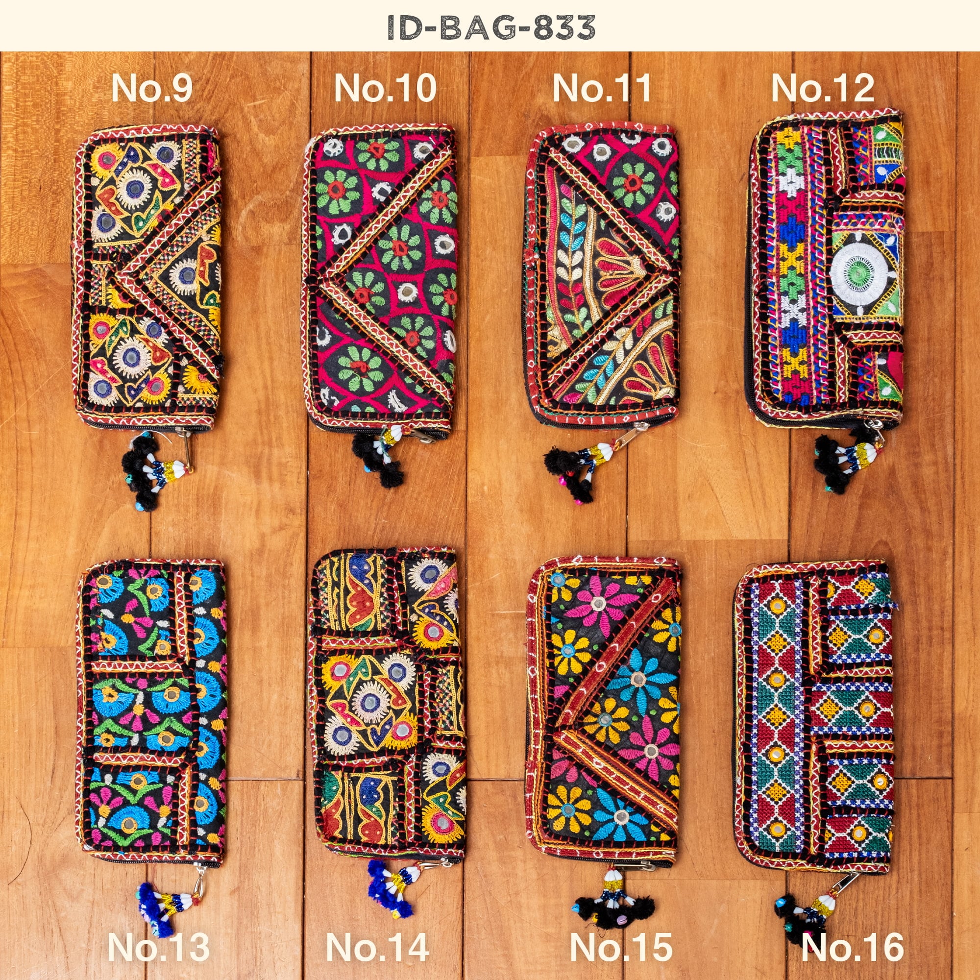 【1点物】カッチ刺繍の長財布〔ベース　黒・ダーク系〕6枚目の説明写真です