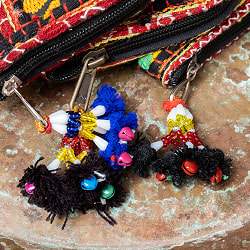 【1点物】カッチ刺繍の長財布〔ベース　黒・ダーク系〕 - サブ5