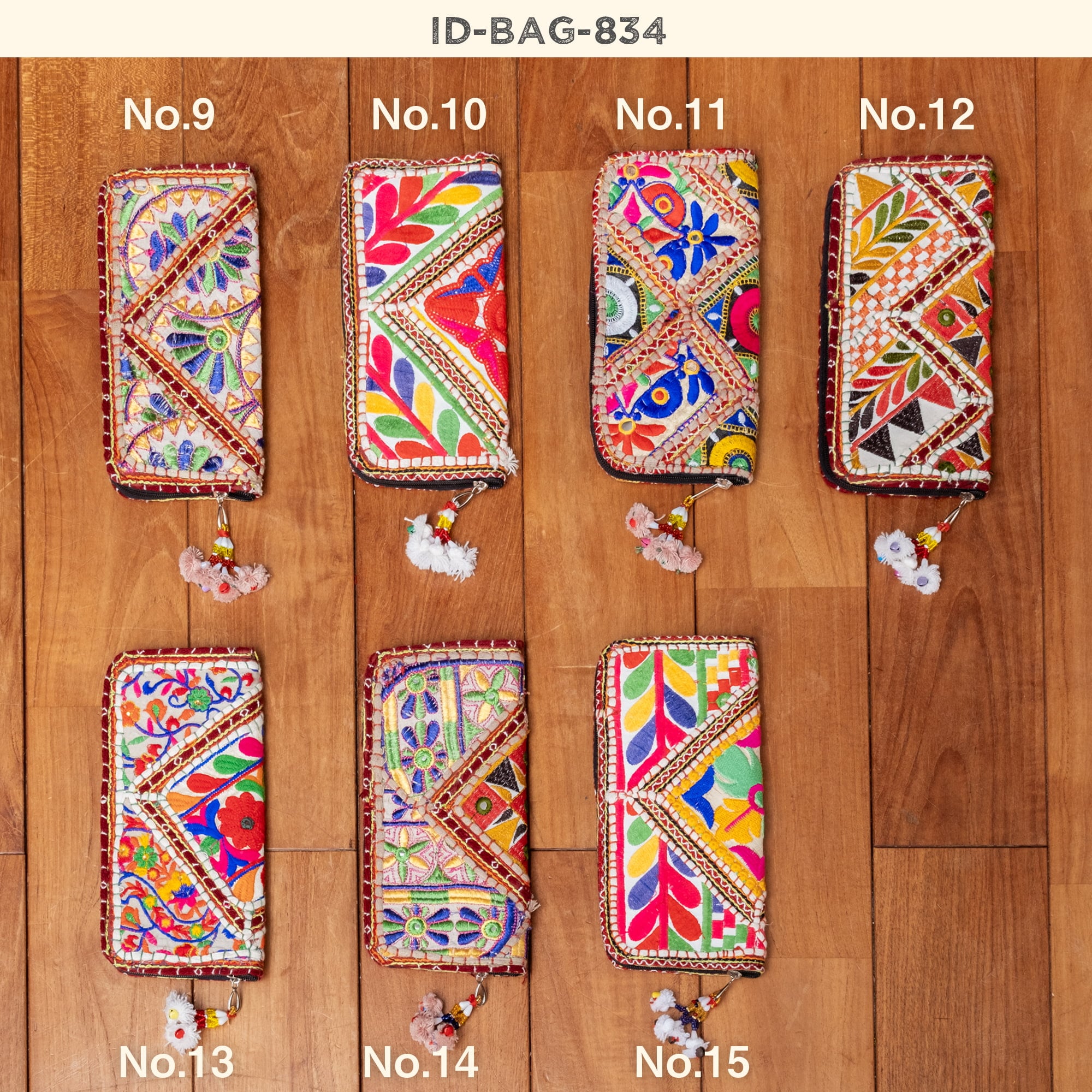 【1点物】カッチ刺繍の長財布〔ベース　ホワイト・ライト系〕6枚目の説明写真です