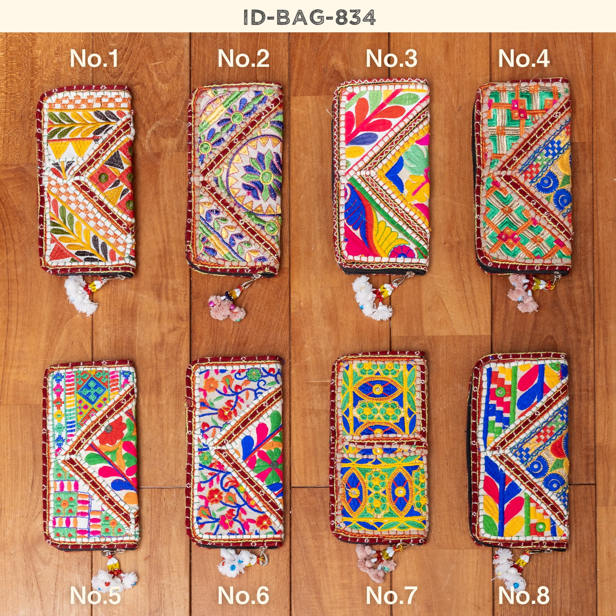 【1点物】カッチ刺繍の長財布〔ベース　ホワイト・ライト系〕5枚目の説明写真です