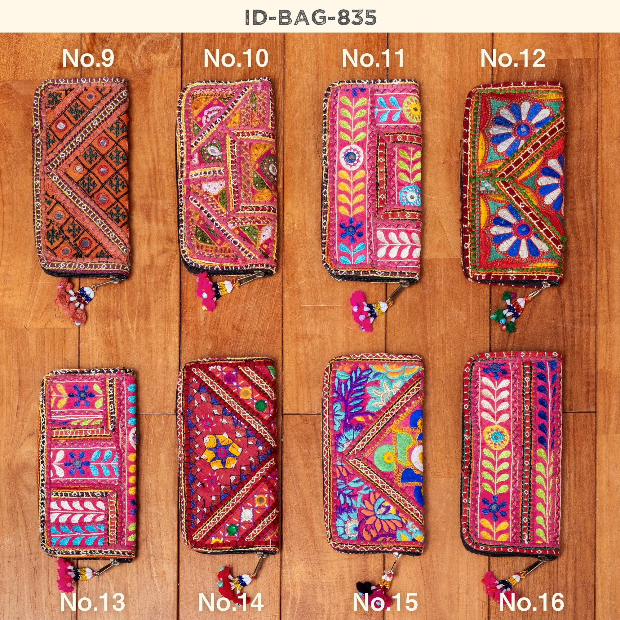 【1点物】カッチ刺繍の長財布〔ベース　赤・ピンク・暖色系〕6枚目の説明写真です