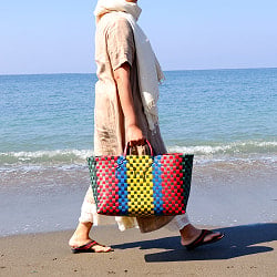 【Mサイズ】しっかり丈夫なベトナムのマルシェバッグ-42cm×28cm - サブ2