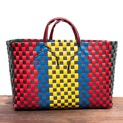 【Mサイズ】しっかり丈夫なベトナムのマルシェバッグ-42cm×28cm - サブ3