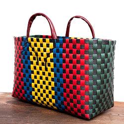【Mサイズ】しっかり丈夫なベトナムのマルシェバッグ-42cm×28cm - サブ4