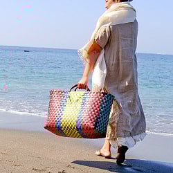 【Lサイズ】しっかり丈夫なベトナムのマルシェバッグ-48cm×31cm - サブ2