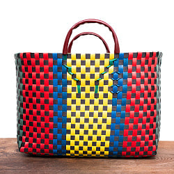 【Lサイズ】しっかり丈夫なベトナムのマルシェバッグ-48cm×31cm - サブ3